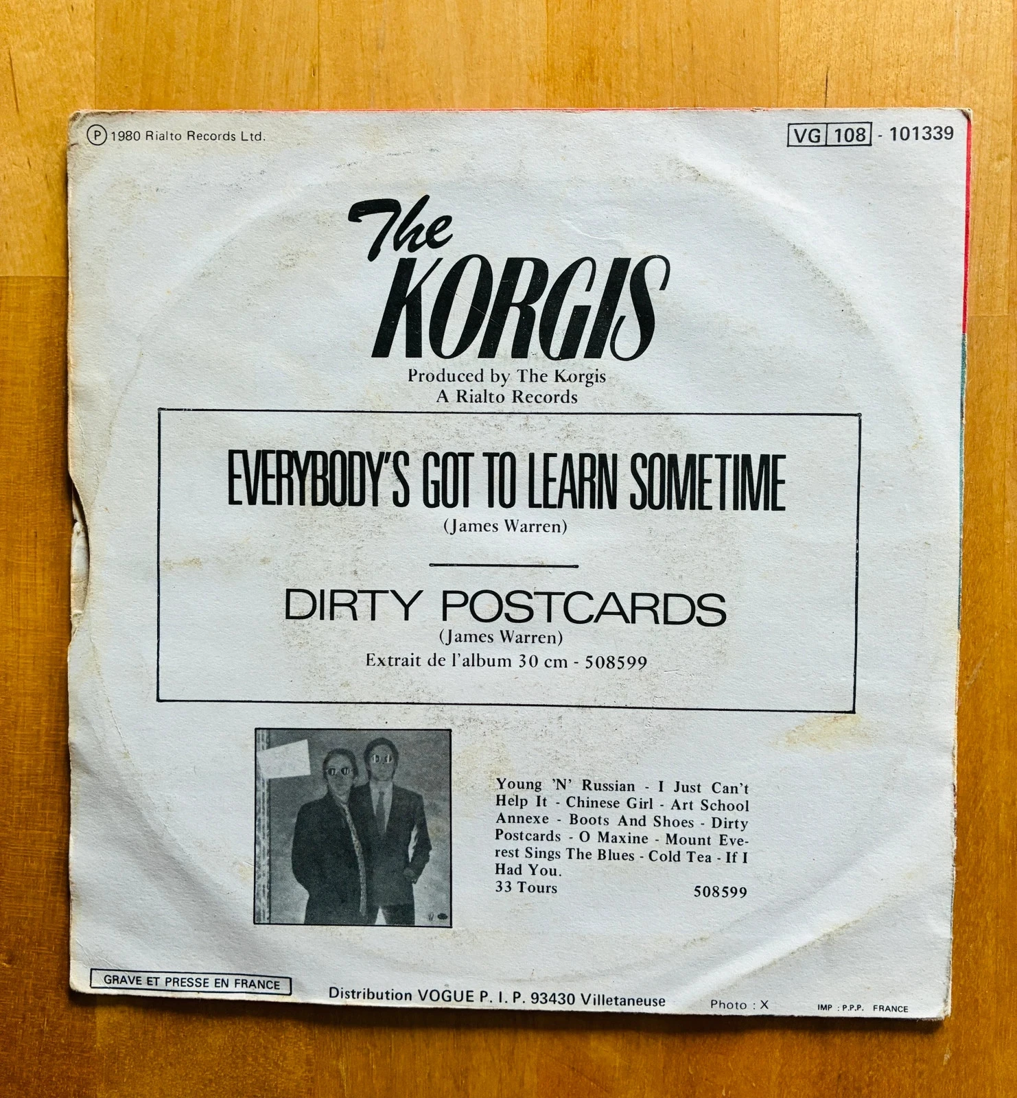Disco de vinil 45T The Korgis Everybody’s got to learn sometimes. – photo 2